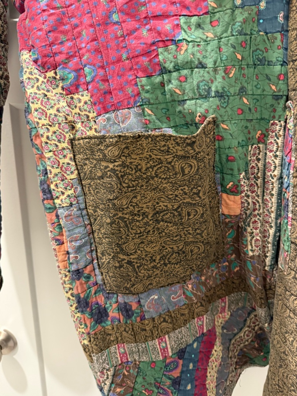 Bohemian Patchwork Quilted Reversible Long Coat in Multicolor - Picture 3 of 6